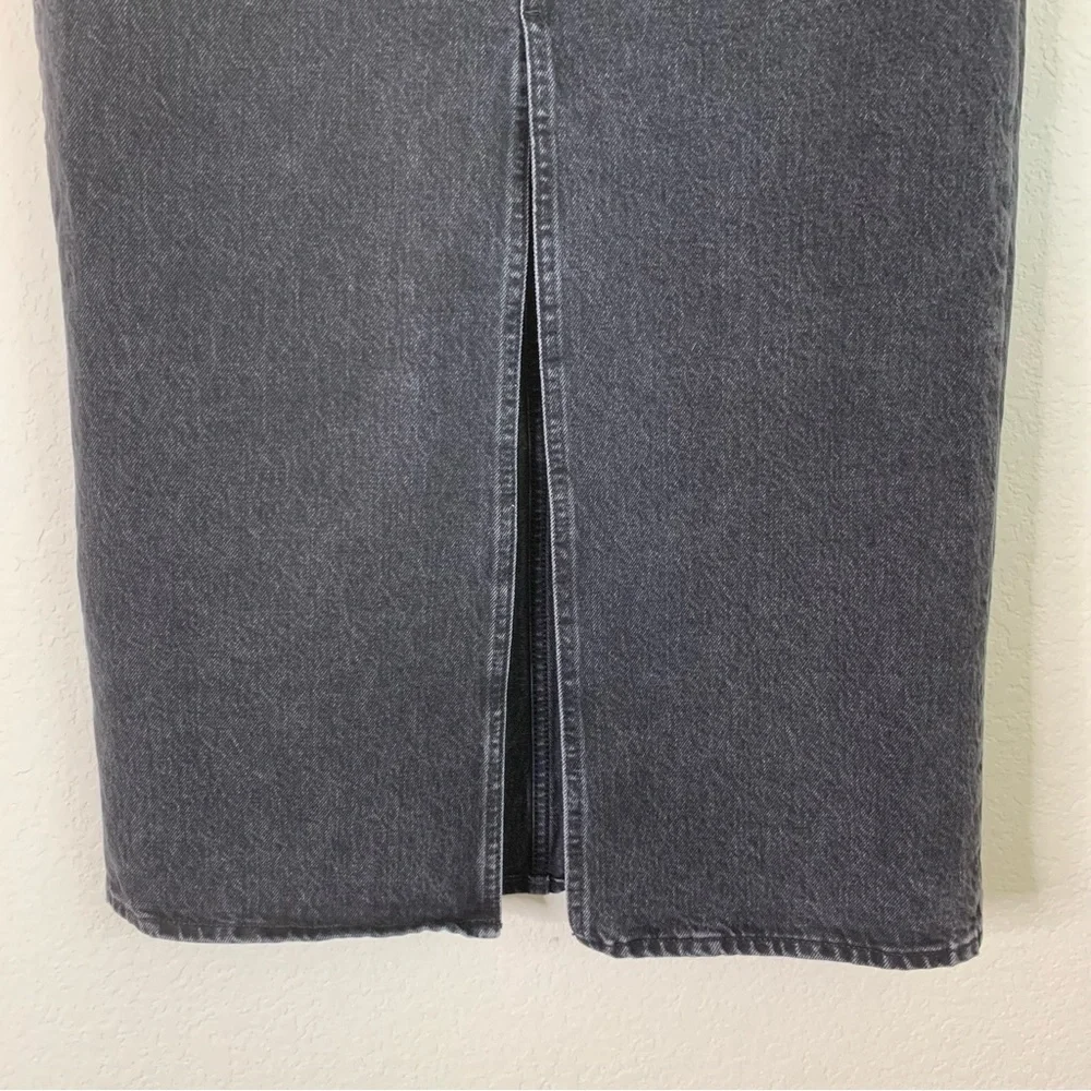 Madewell Denim Mid-Rise Maxi Skirt in Lunar Wash black 28